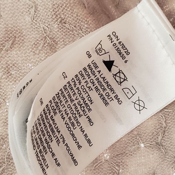 H&M Beige & Silver Sequin Knit 3/4 Sleeve Cropped Retro Inspired ♥ Cardi… - Picture 9 of 15